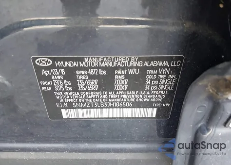 2018 Hyundai Santa Fe Sport 2.4L z USA, uszkodzony, nr VIN 5NMZT3LB3JH106506